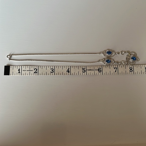 Vintage Loran Sim Sterling Blue Stone Necklace Art Deco Design - Picture 11 of 13